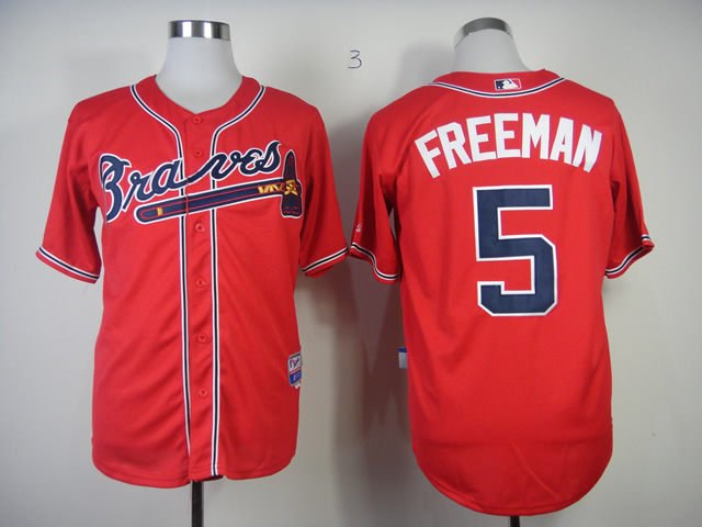 Men Atlanta Braves #5 Freeman Red MLB Jerseys1->atlanta braves->MLB Jersey